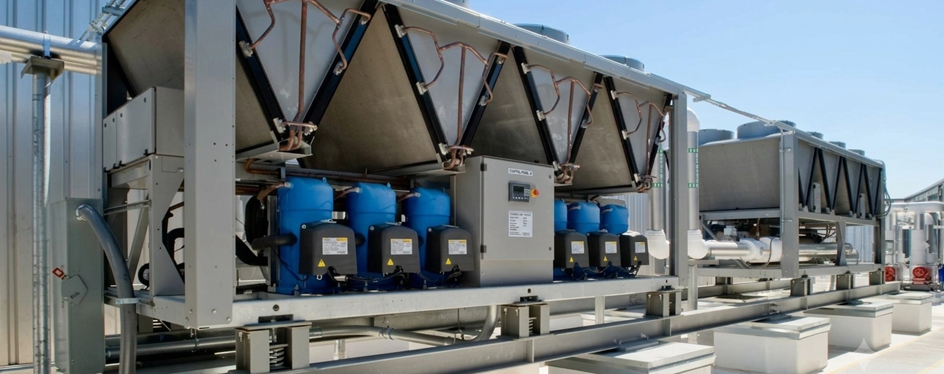 Large Commercial Refrigeration Units on Industrial Rooftop in Modesto, CA